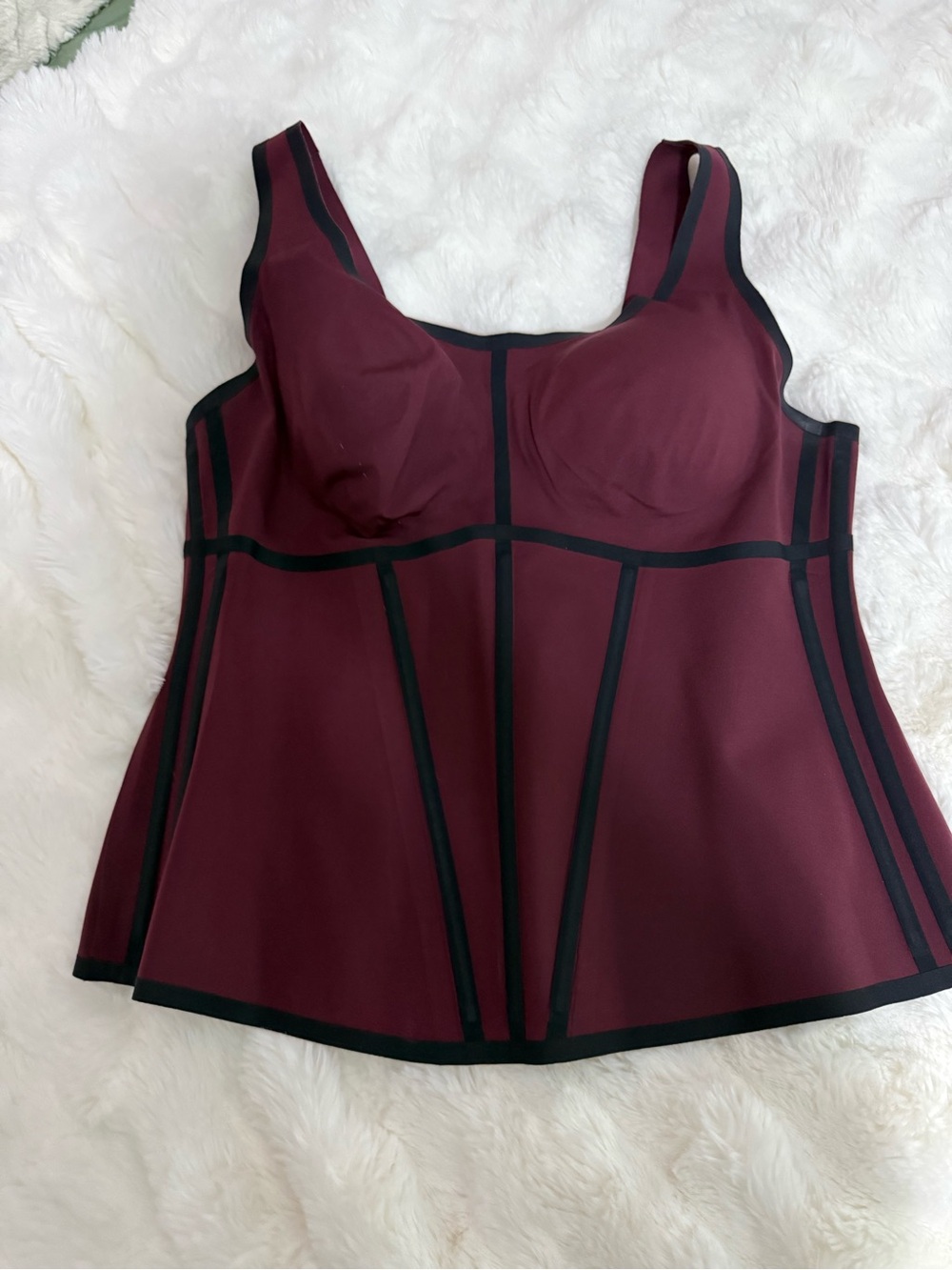 Honeylove Wine Red Bustier Top with Black Trim